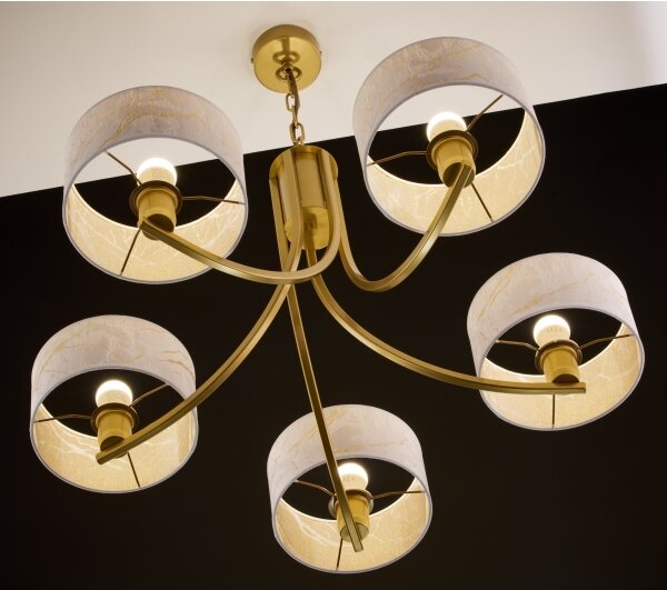Jupiter 2097 - Lampadario a catena ARTHUR 5xE27/15W/230V bianco/oro/decorazione effetto marmo