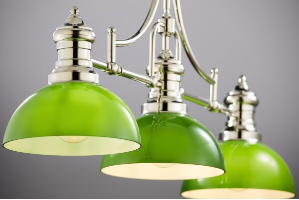 Jupiter 2072 - Lampadario su asta PLATINO 3xE27/15W/230V verde/cromo lucido