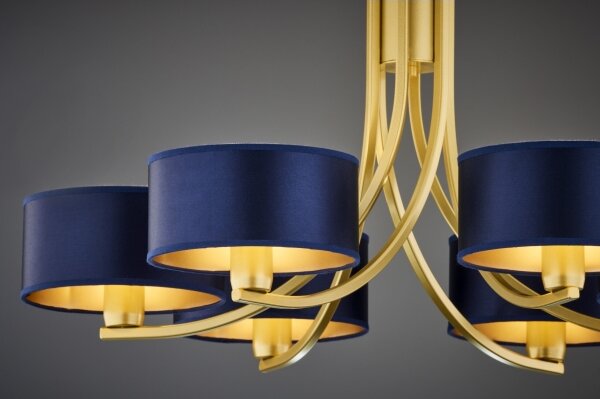 Jupiter 2095 - Lampadario con catena ARTHUR 6xE27/15W/230V blu/oro