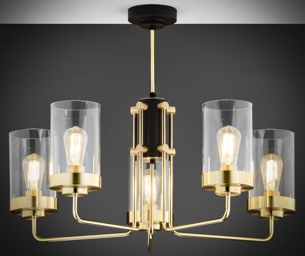 Jupiter 2088 - Lampadario a stelo RAMIREZ 5xE27/15W/230V oro/nero