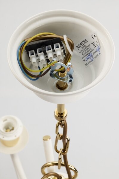 Jupiter 2085 - Lampadario a catena SAMBA 3xE27/15W/230V bianco/oro