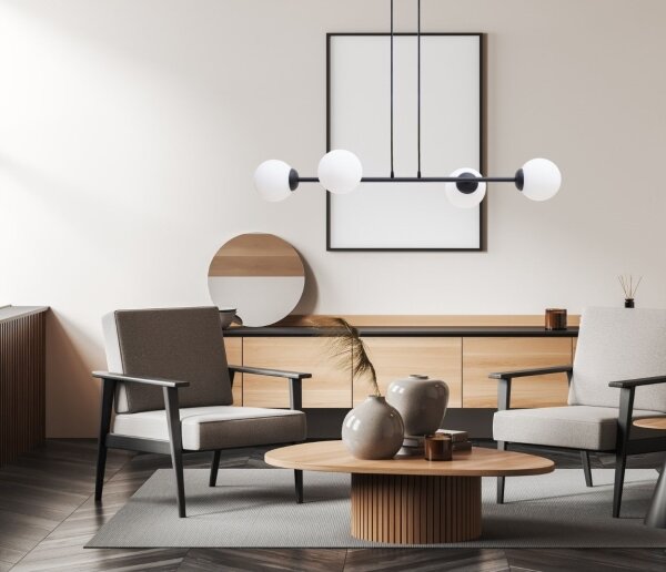 Lampadario a sospensione con filo FIRA 4xE27/60W/230V nero