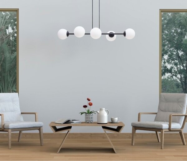 Lampadario a sospensione con filo FIRA 5xE27/60W/230V nero