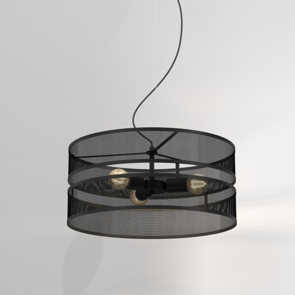 Lampadario a sospensione con filo GLUM 3xE27/60W/230V nero