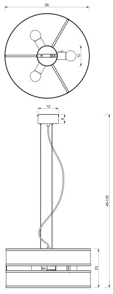 Lampadario a sospensione con filo GLUM 3xE27/60W/230V nero