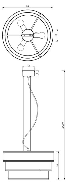 Lampadario a sospensione con filo GLUM 3xE27/60W/230V nero