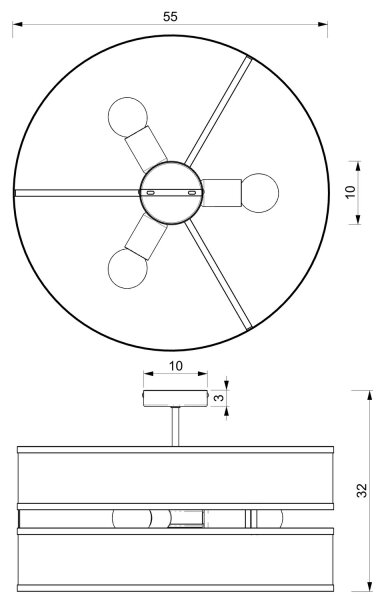 Surface-mounted lampadario GLUM 3xE27/60W/230V nero