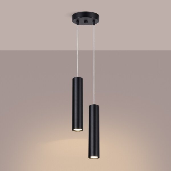 Sollux SL.1869 - Sospensione a cavo LAGOS 2xGU10/10W/230V nero