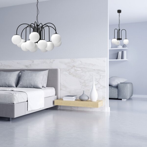 Lampadario a sospensione con catena CAMBRIDGE 12xE14/60W/230V nero