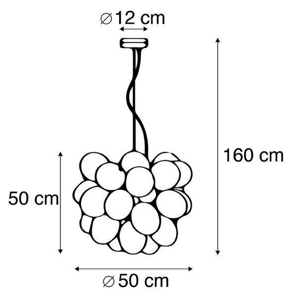 Lampada a sospensione Art Déco nera vetro fumé 8 lampade - UVAS