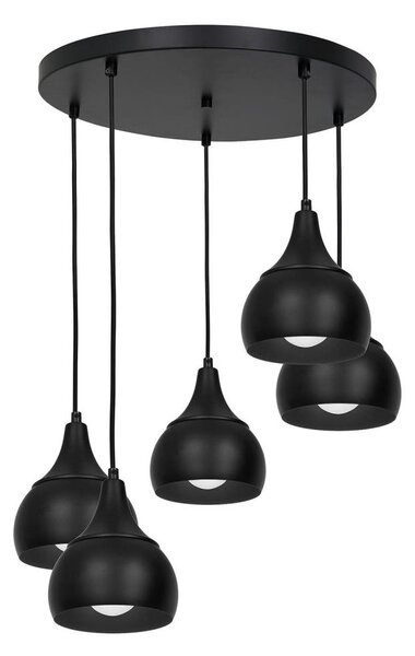 Lampadario su filo AKTAN 5xE27/60W/230V nero tondo