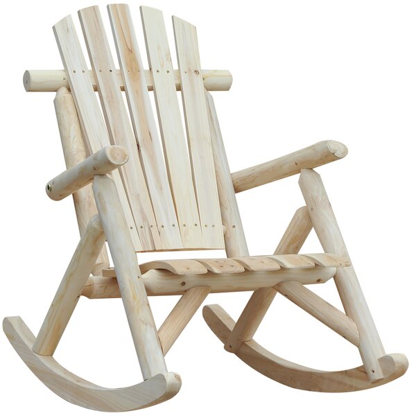 Outsunny Sedia a Dondolo da Giardino, Stile Adirondack in Legno di Cedro, Design Ergonomico, Color Legno 66x96x98cm|Aosom