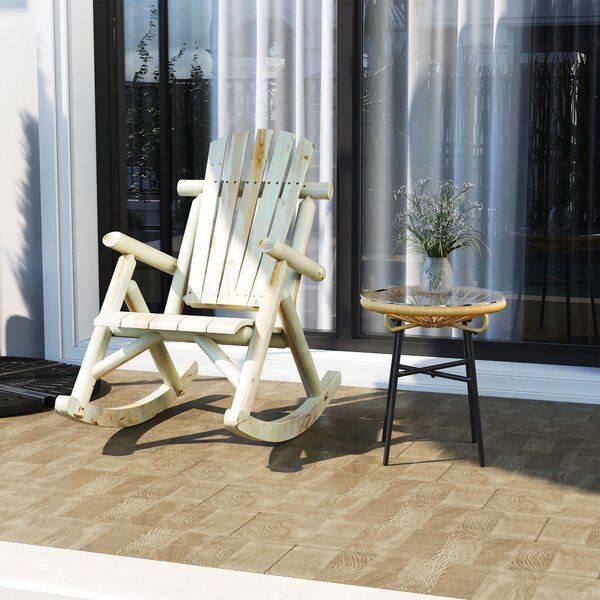 Outsunny Sedia a Dondolo da Giardino, Stile Adirondack in Legno di Cedro, Design Ergonomico, Color Legno 66x96x98cm|Aosom