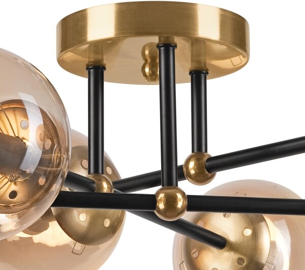 Lampadario a plafone MALENA 6xE14/5W/230V oro/nero/fumé beige