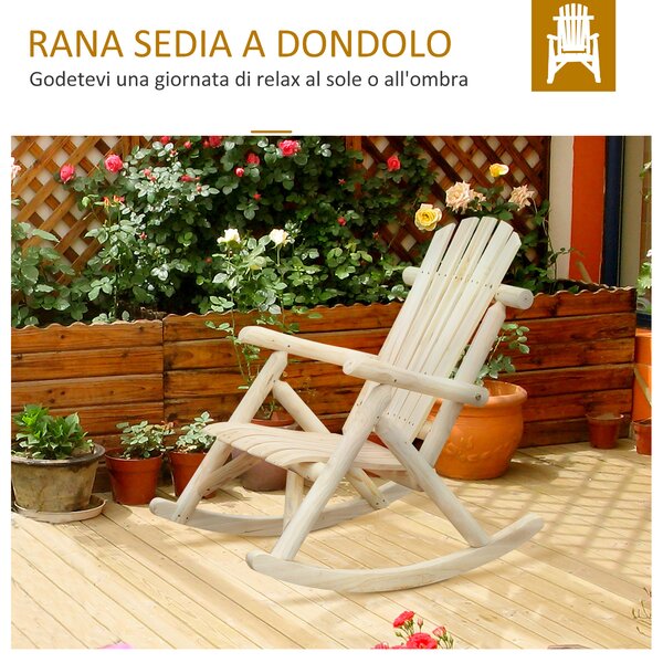 Outsunny Sedia a Dondolo da Giardino, Stile Adirondack in Legno di Cedro, Design Ergonomico, Color Legno 66x96x98cm|Aosom