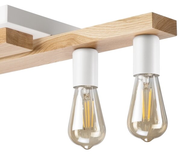 Lampadario a plafone MATTE 4xE27/15W/230V bianco/quercia