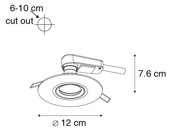 Faretto da incasso smart nero con Wifi GU10 50mm - Buco