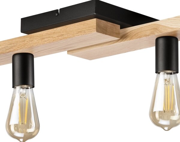 Lampadario a plafone MATTE 4xE27/15W/230V nero/quercia