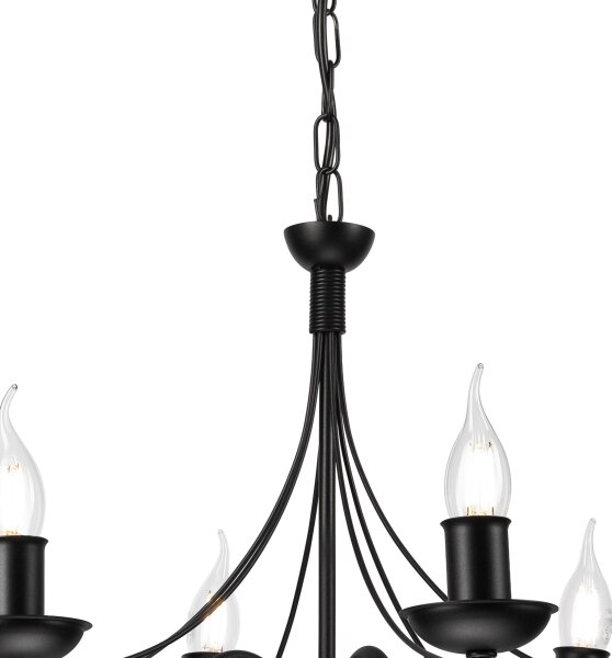Lampadario a sospensione con catena DONATO 6xE14/40W/230V nero