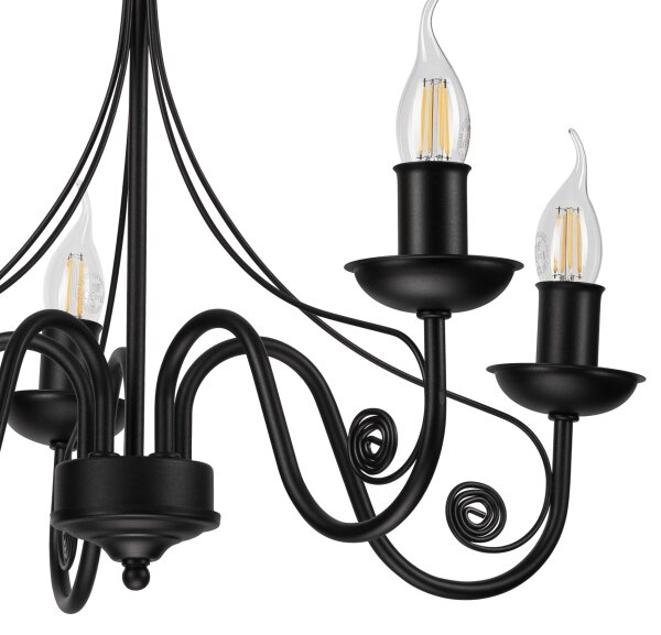 Lampadario a sospensione con catena DONATO 5xE14/40W/230V nero
