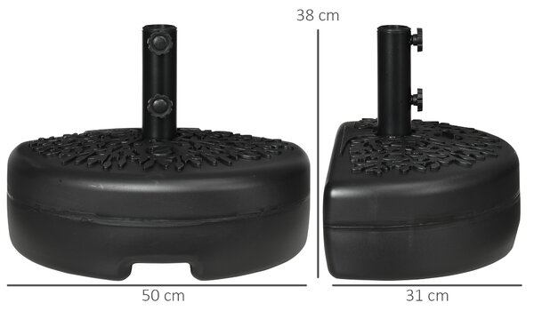 Outsunny Base per Ombrellone Semicircolare Riempibile con Sabbia o Acqua per Pali 38-48mm, Nero|Aosom