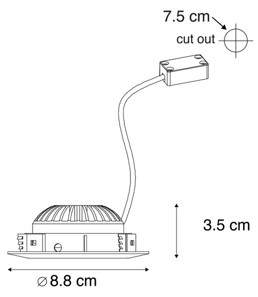 Set di 3 faretti da incasso in acciaio con LED IP44 - Relax LED