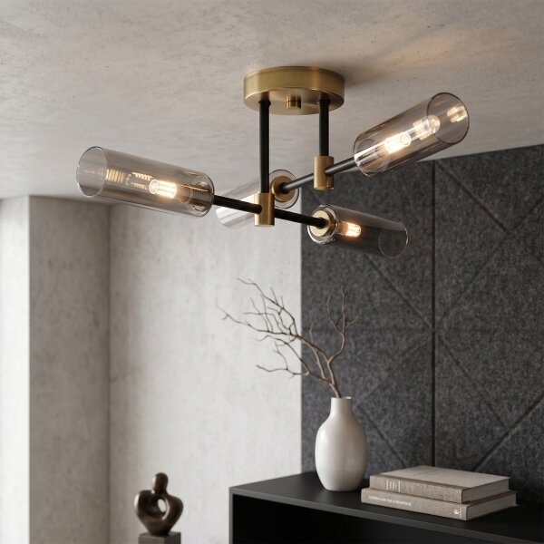 Plafoniera TESSA 4xG9/5W/230V ottone/nero fumé