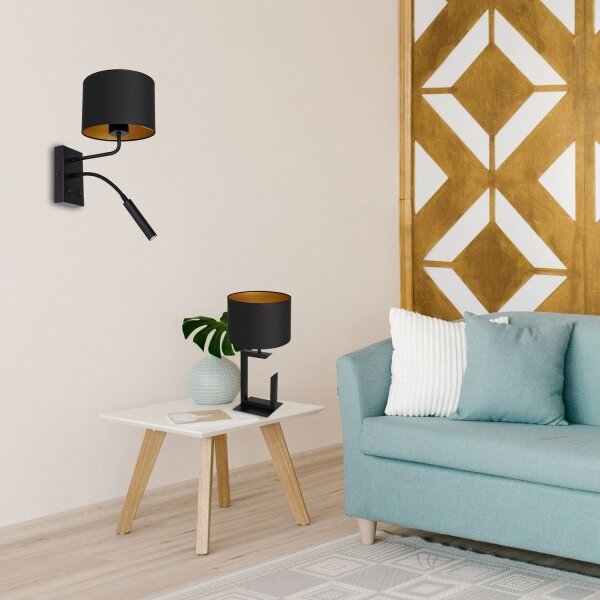 Lampada da parete ARDEN 1xE27/60W + 1xG9/8W nera/oro
