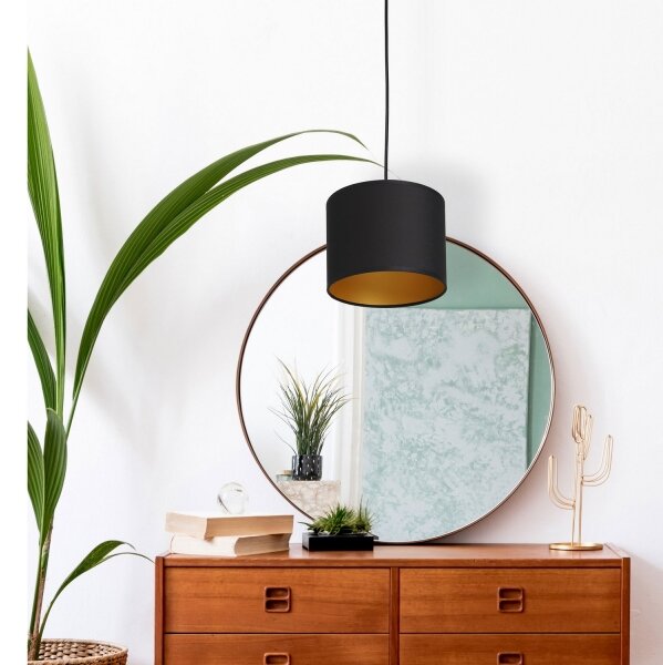 Lampadario su corda ARDEN 1xE27/60W/230Vdiametro 18 cm nero/oro