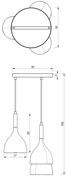 Lampadario a sospensione con filo NOAK 3xE27/60W/230V nero/oro