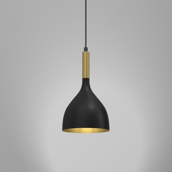 Lampadario a sospensione con filo NOAK 1xE27/60W/230V nero/oro