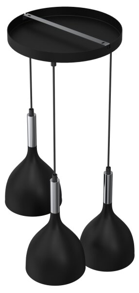 Lampadario a sospensione con filo NOAK 3xE27/15W/230V nero/cromo