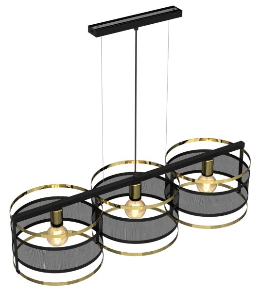 Lampadario a sospensione con filo RIM 3xE27/60W/230V nero/oro