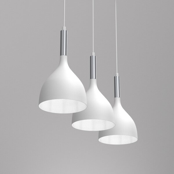 Lampadario a sospensione con filo NOAK 3xE27/15W/230V bianco/cromo