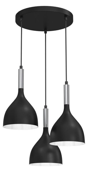 Lampadario a sospensione con filo NOAK 3xE27/15W/230V nero/cromo