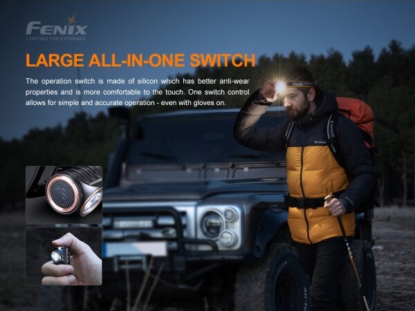Fenix HM50RV20-Lampada frontale LED ricaricabile 3xLED/USB/1xCR123A IP68 700 lucente 120 h 700 mAh