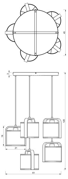 Lampadario su corda JONKO 5xE27/60W/230V