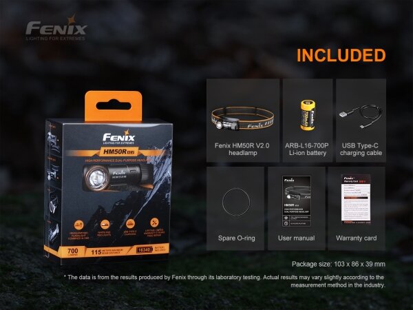Fenix HM50RV20-Lampada frontale LED ricaricabile 3xLED/USB/1xCR123A IP68 700 lucente 120 h 700 mAh