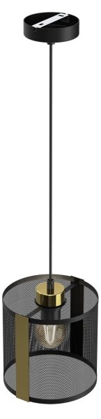 Lampadario a sospensione con filo KAGA 1xE27/60W/230V nero/oro