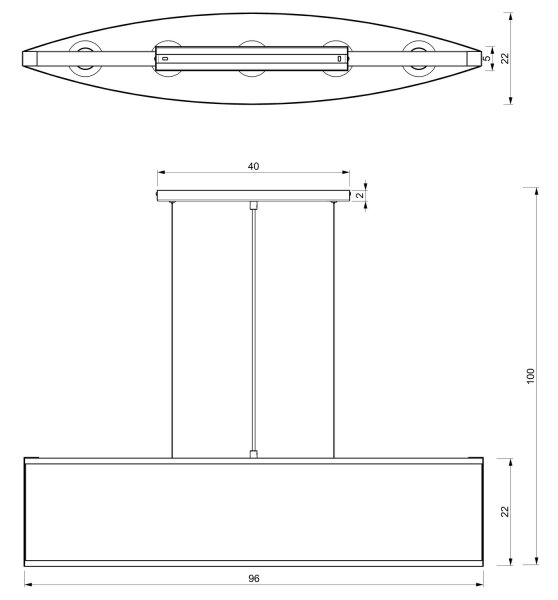 Lampadario a sospensione con filo KAGA 5xE27/60W/230V nero/oro