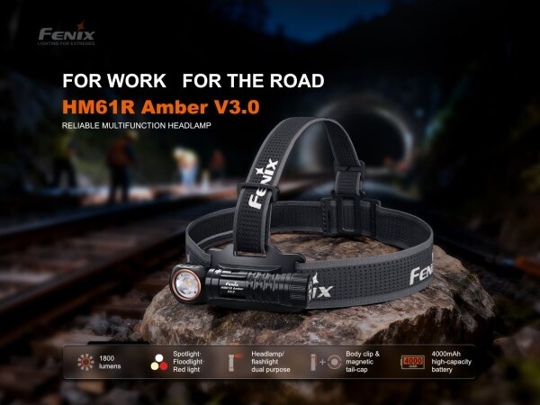 Fenix HM61RV30 - Lampada frontale ricaricabile a LED con intensità regolabile LED/USB 4000 mAh IP68 1800 lm 400 h nero