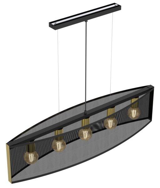 Lampadario a sospensione con filo KAGA 5xE27/60W/230V nero/oro
