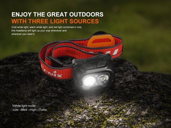Fenix HL18RTV20BLC -LED Lampada frontale ricaricabile dimmerabile LED/USB IP66 nero/arancio