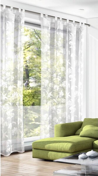 Tenda sottile bianca in voile 135x245 cm Flowers – Sehlbach