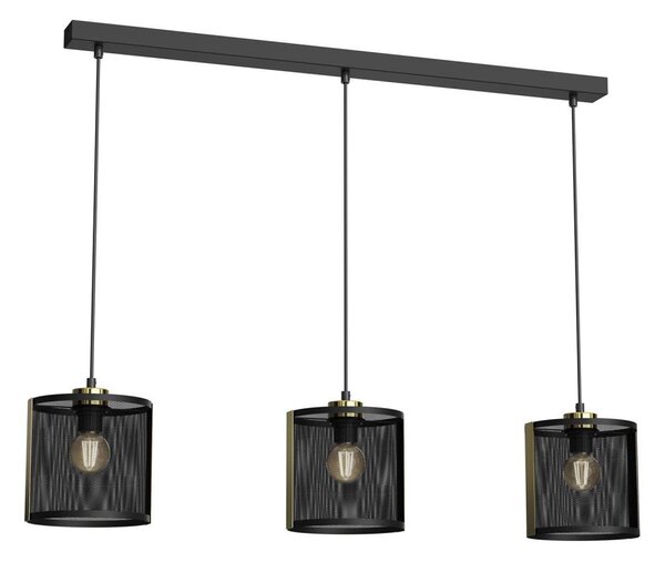 Lampadario a sospensione con filo KAGA 3xE27/60W/230V nero/oro