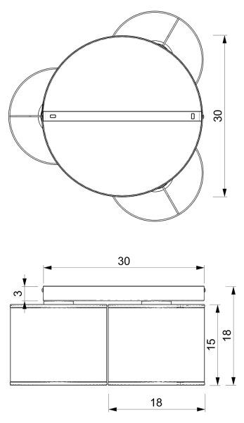 Lampadario a plafone LOFT SHADE 3xE27/60W/230V nero