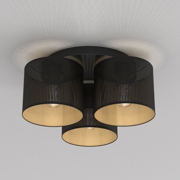 Lampadario a plafone LOFT SHADE 3xE27/60W/230V nero/oro