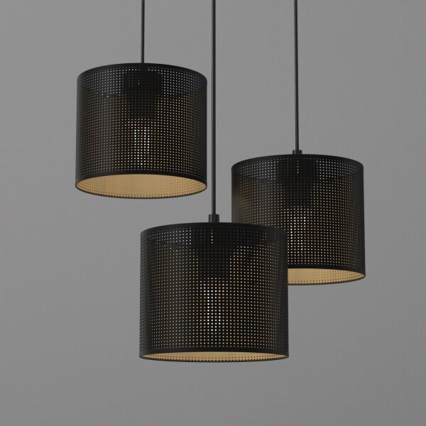 Lampadario a sospensione con filo LOFT SHADE 3xE27/60W/230V nero/oro