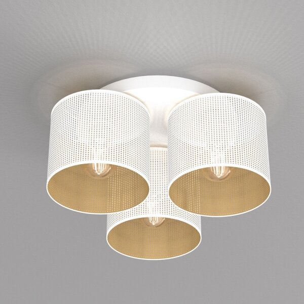 Lampadario a plafone LOFT SHADE 3xE27/60W/230V bianco/oro