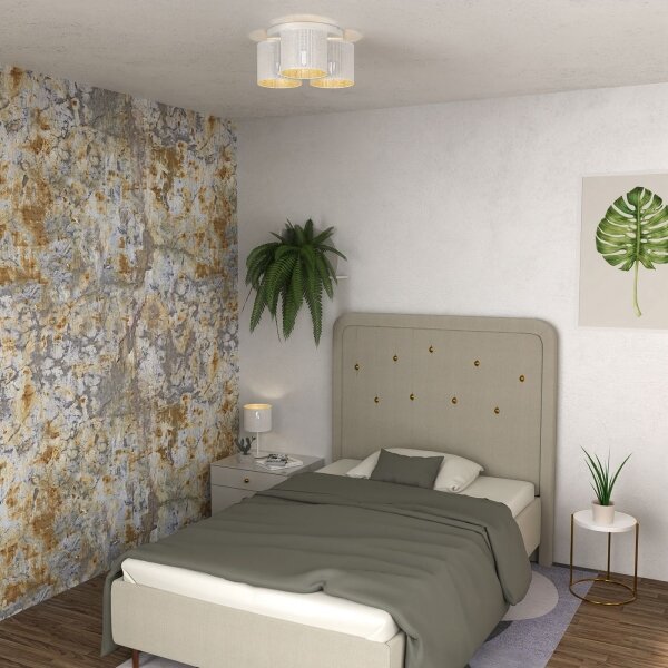 Lampadario a plafone LOFT SHADE 3xE27/60W/230V bianco/oro